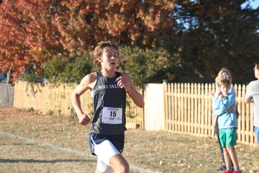 Taking the finish line, sophomore Carter Cline runs in the 6A regional meet coming in 14th place Saturday, Oct. 22. Cline would go on to place 77th at the 6A state meet on Saturday, Oct. 29.