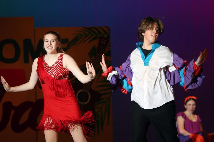 Energetically, junior Renee Steinle and freshman Barron Fox act as dancers in Cuba. 