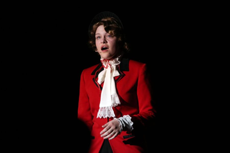 Playing the role of Sister Sarah Brown, junior Caroline Alley sings passionately.