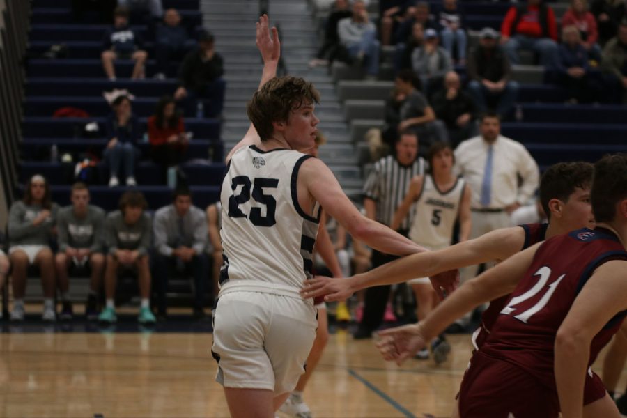 Cutting to the basket, sophomore Carter Kaifes calls for the ball. 
