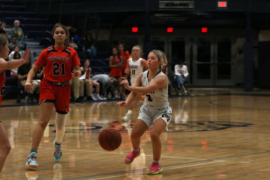 Junior Keira Franken passes the ball to a teammate.