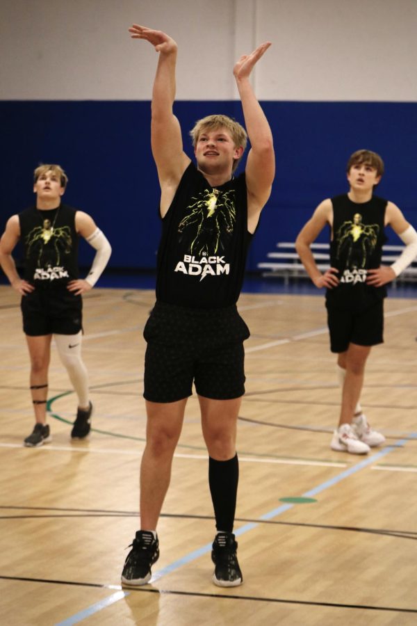 After being fouled, junior Preston Fischer shoots his first free throw during his game against Pre-K Academy.