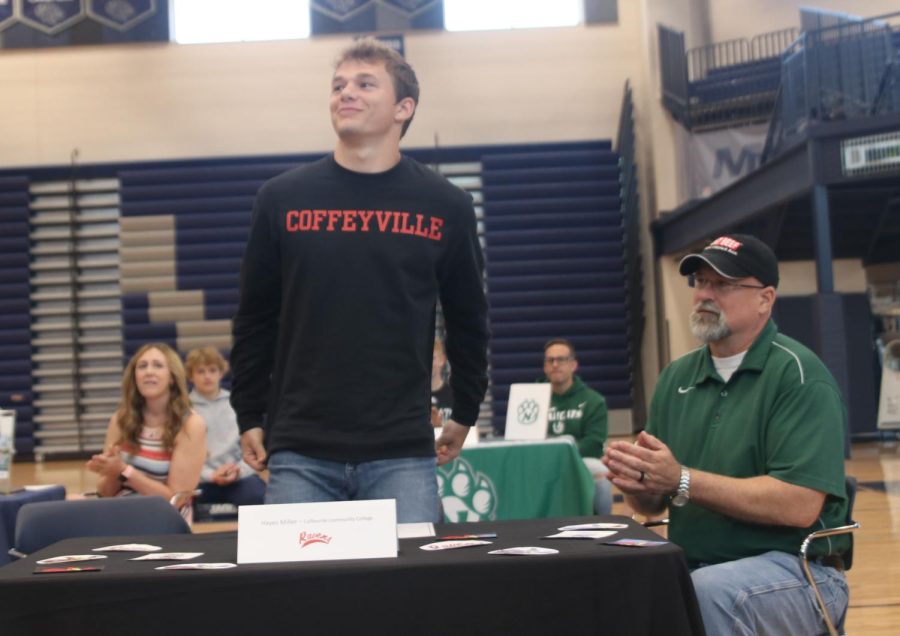 Senior Hayes Miller signs to Coffeyville Community College to play collegiate football.
