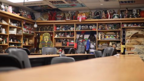 Waiting on the Districts decision about removal, artifacts collect dust next to the empty chairs of the former Museum Connections room.