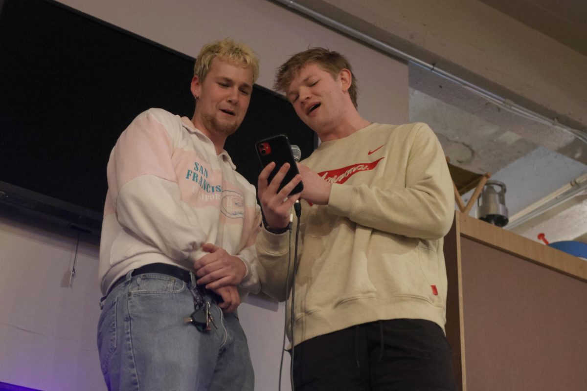 Singing Juice WRLDs Lucid Dreams, seniors Nate Garner and Preston Fischer serenade the crowd. 