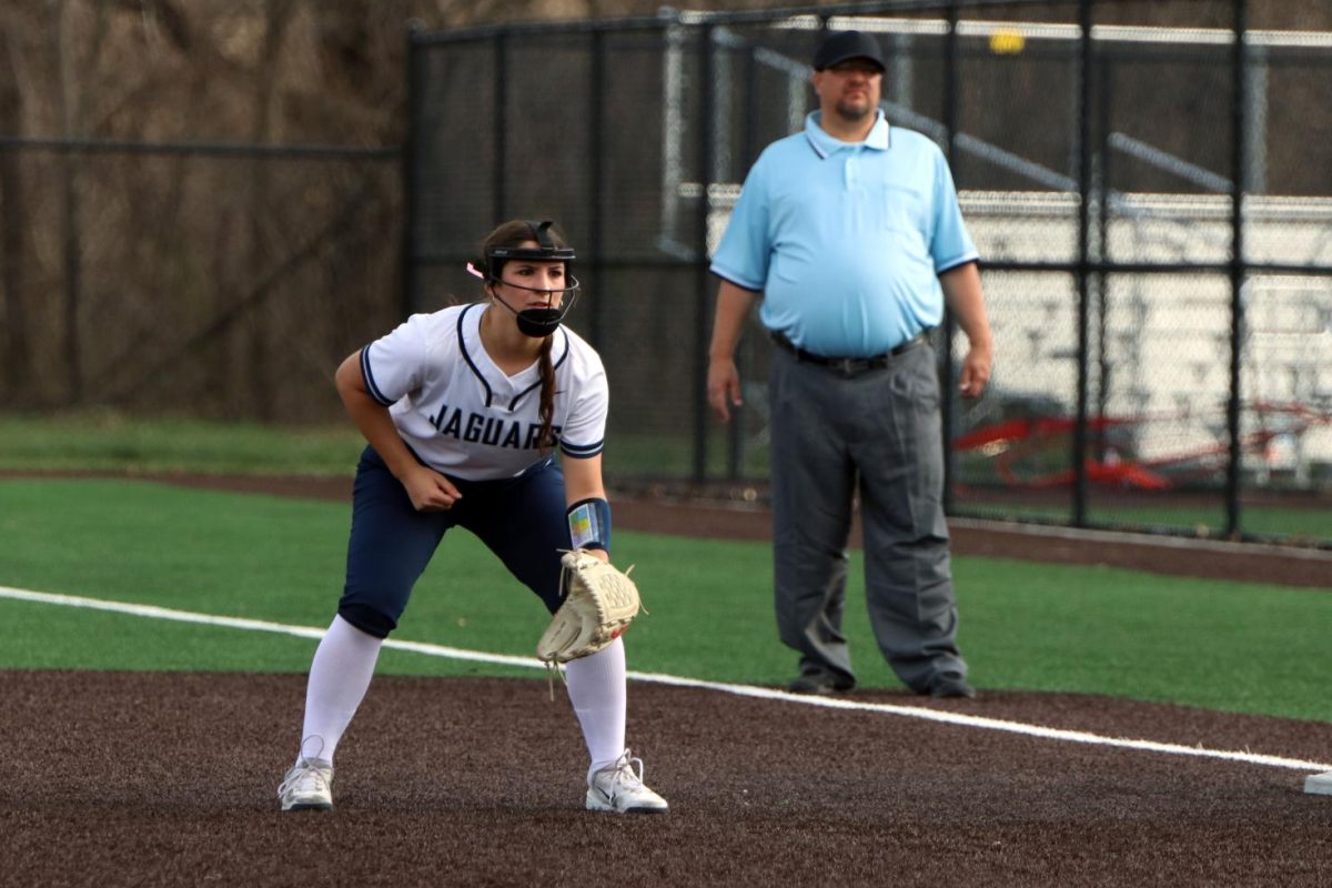 Looking forward, sophomore Makenah Brown gets ready to field a ball. 