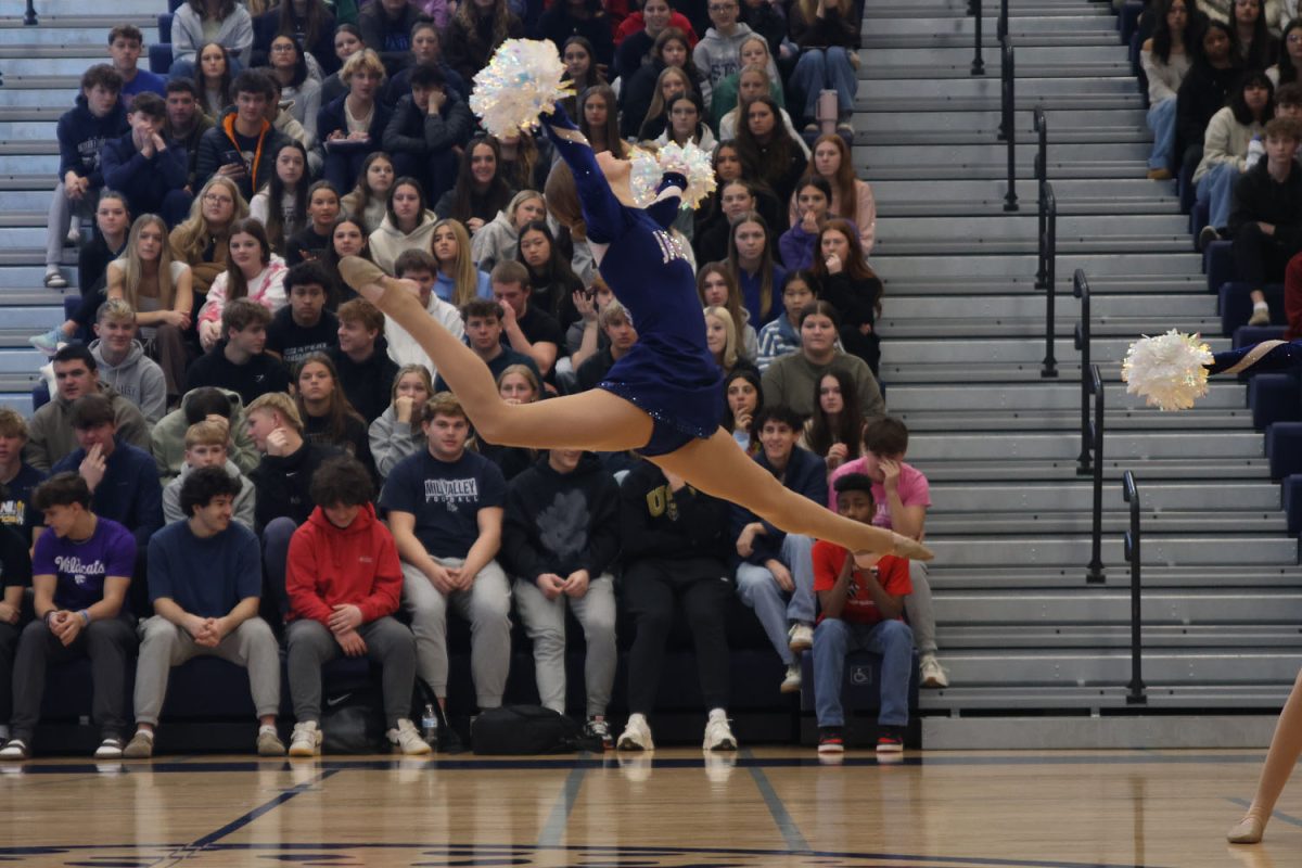 Junior Bailey Bret performs a routine at the pep assembly.