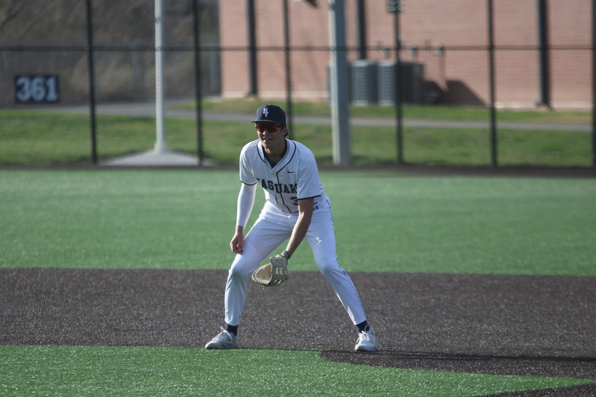 Senior Isaac Sauder gets into an athletic position to field a ground ball