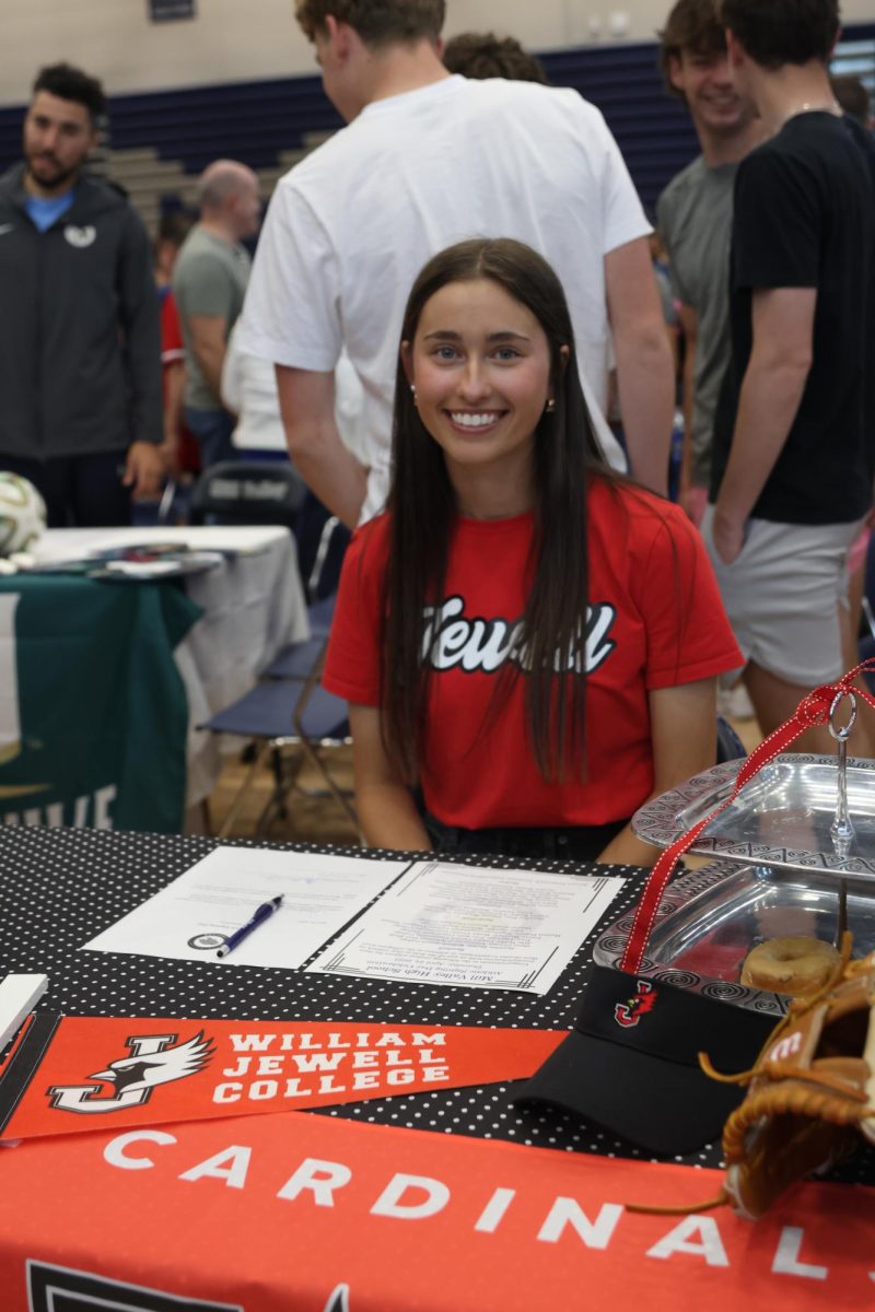Senior Maddison Lehr smiles after announcing her commitment to William Jewell College.
