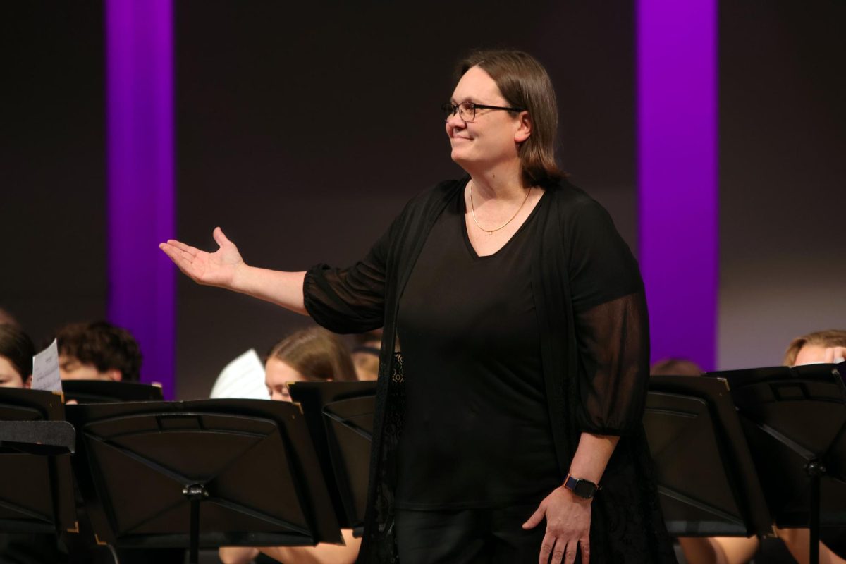 Feeling proud, Band Director Debra Steiner presents the Jazz Band. 
