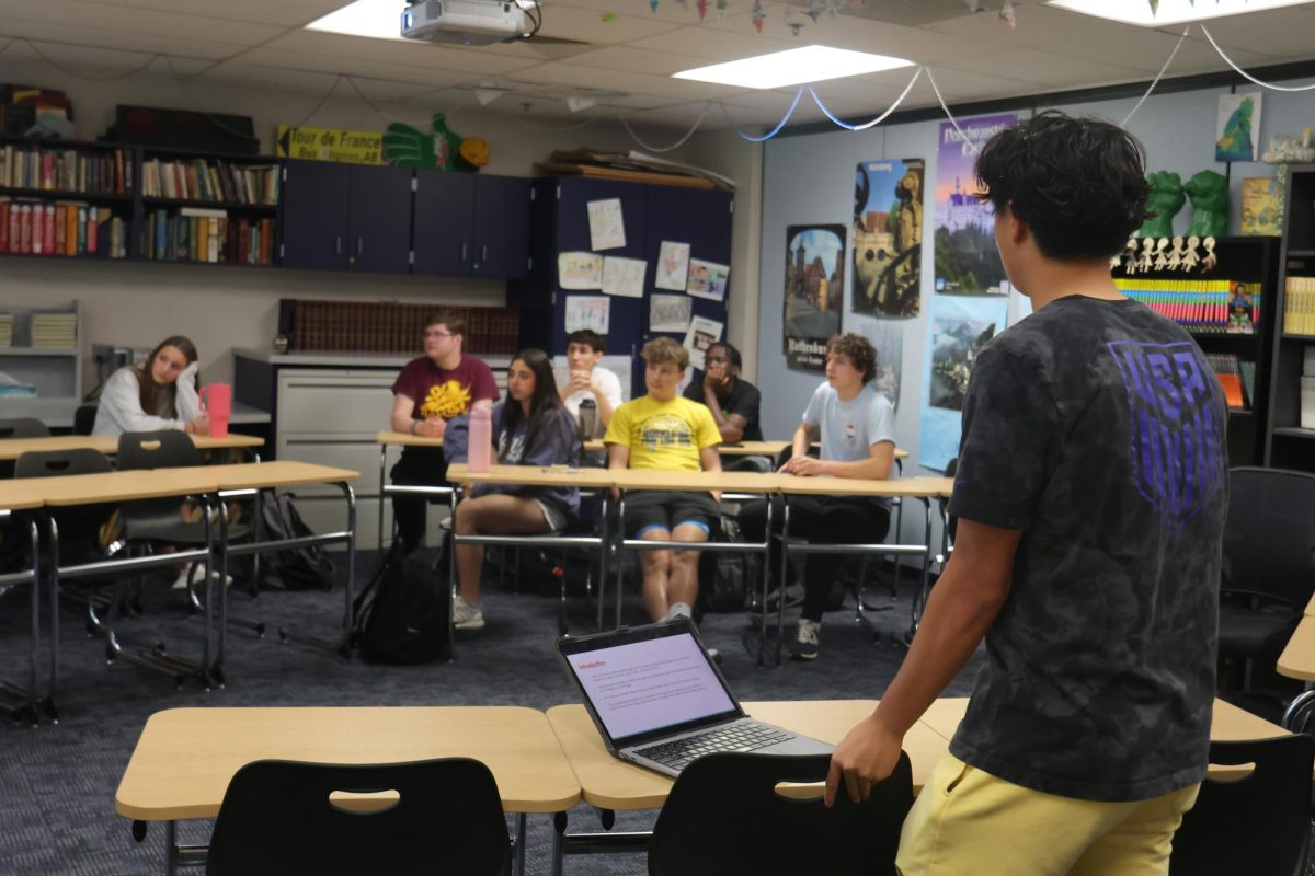 On Friday, May 1, junior Noah Kim addresses the Asian Student Union