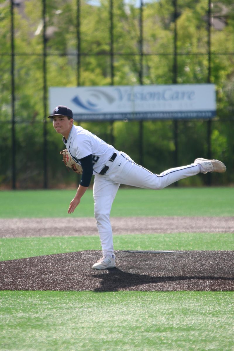 At regionals, junior Isaac Lightcap pitches for the Mill Valley baseball team. 