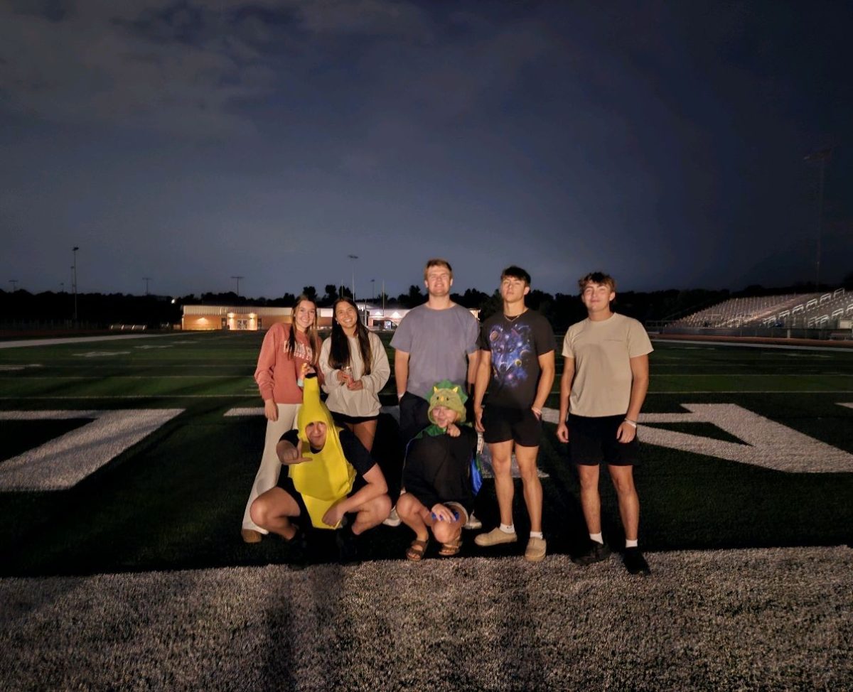 Juniors Avery Royer and Catlin Pham, sophomore Sam Thomanson, senior Blake Grey, and freshmen Stuart Lovejoy, William Turvey, and Audrey Huber gathered on the football field around 6 a.m.. They were getting ready to spend their morning playing team bonding games.