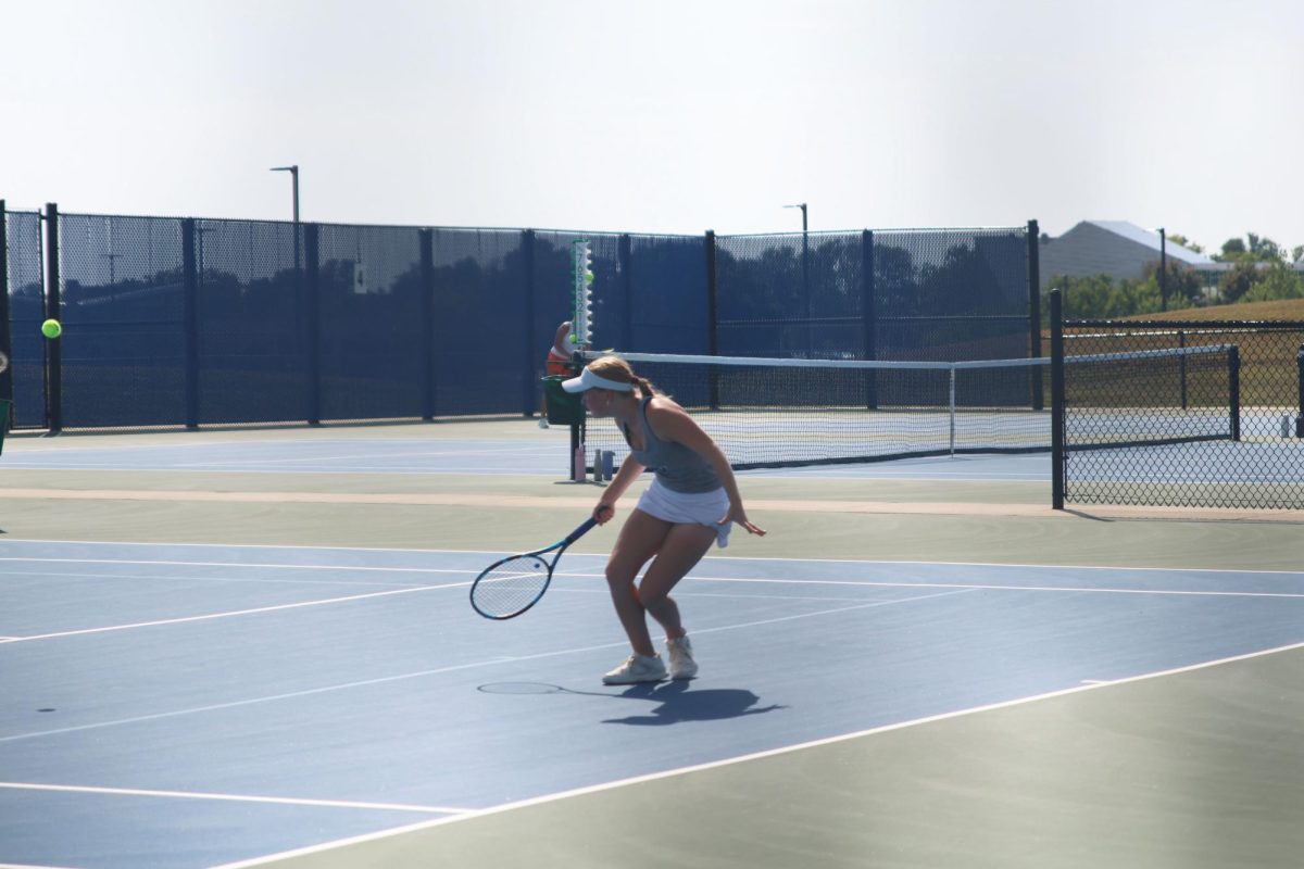 Junior Clara Budimlija hits the ball from an interesting angle. 