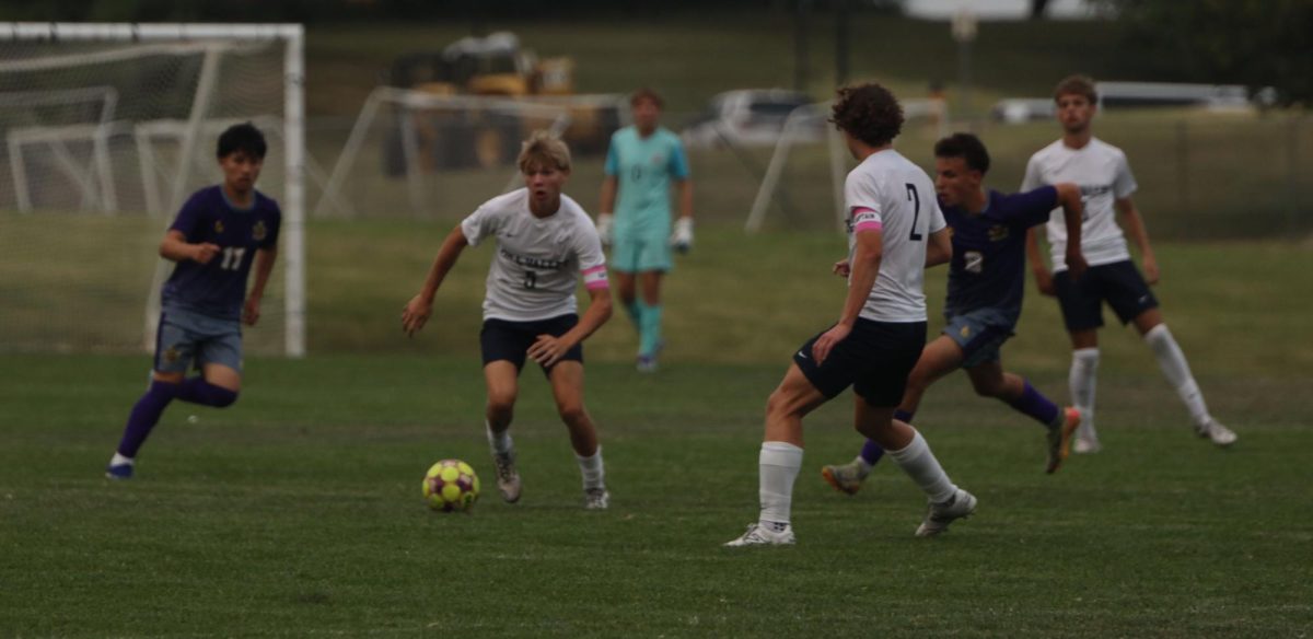 Senior Ayden Kostus is able to keep the ball in his possession, ending in a goal