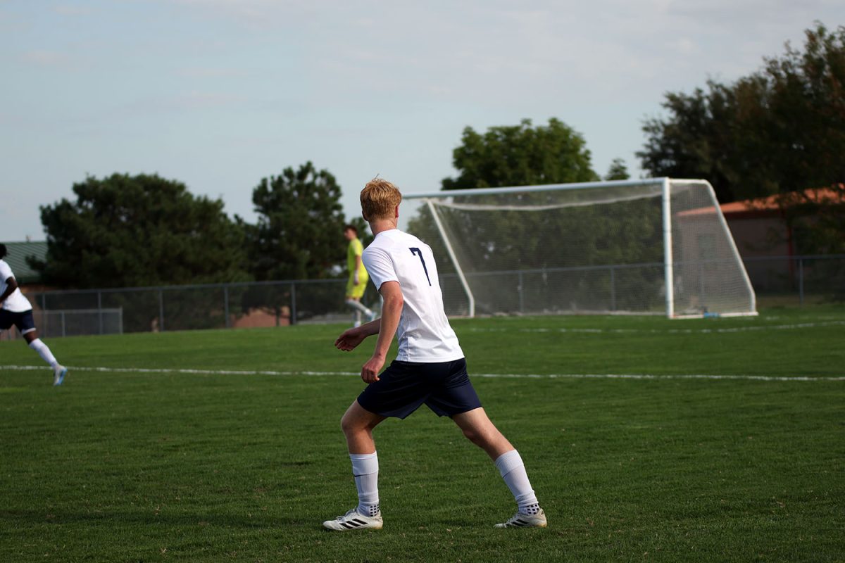 Senior Caleb Hayes waits to receive a pass. Tuesday Sept. 2.