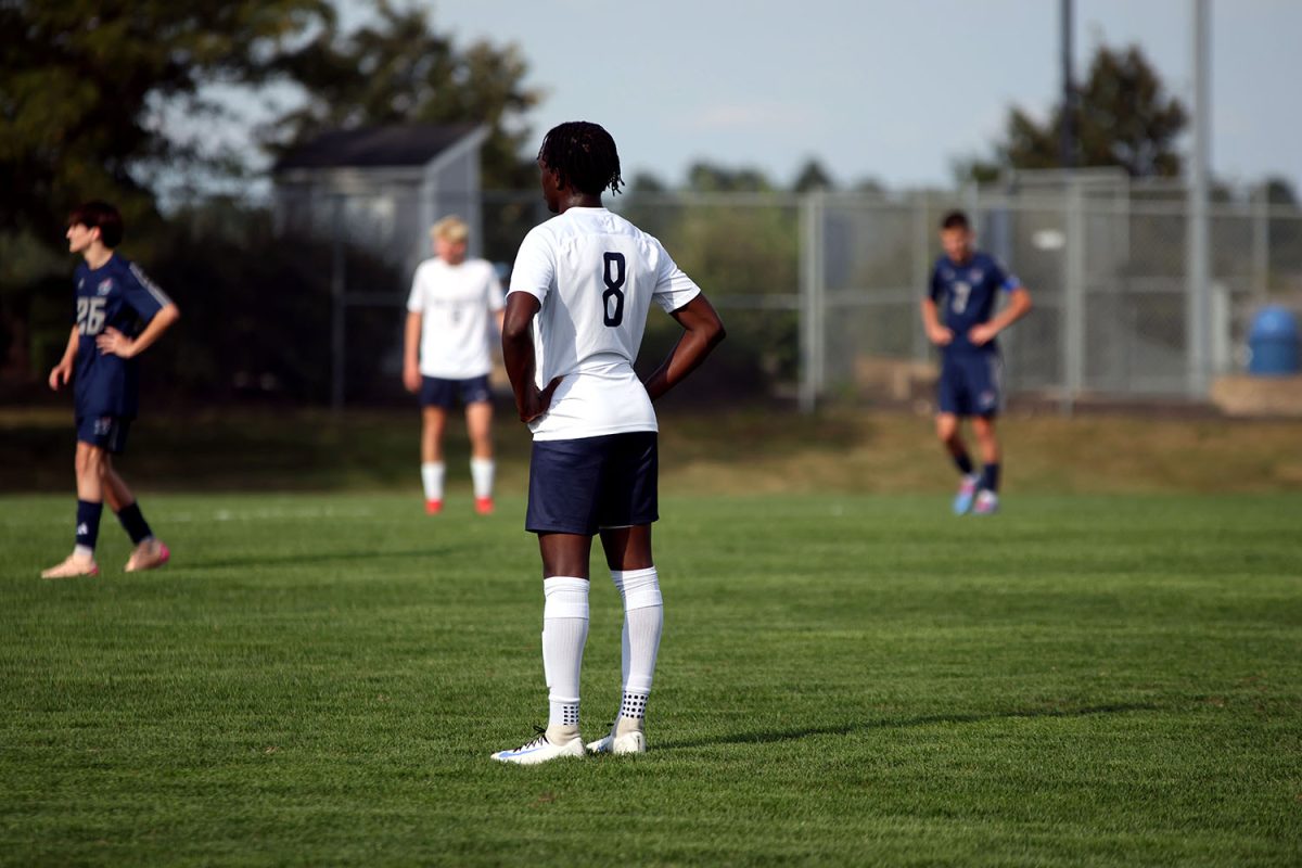 Prepared for the ball to be in play senior Cayden Rotich strategizes his next play. Tuesday Sept. 2.