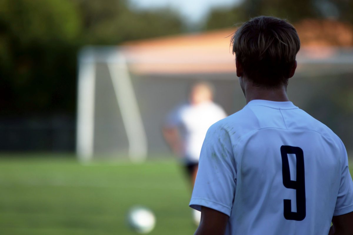 Waiting for the ball to come to him, sophomore Austin Brown prepares his next move. Tuesday Sept. 2.