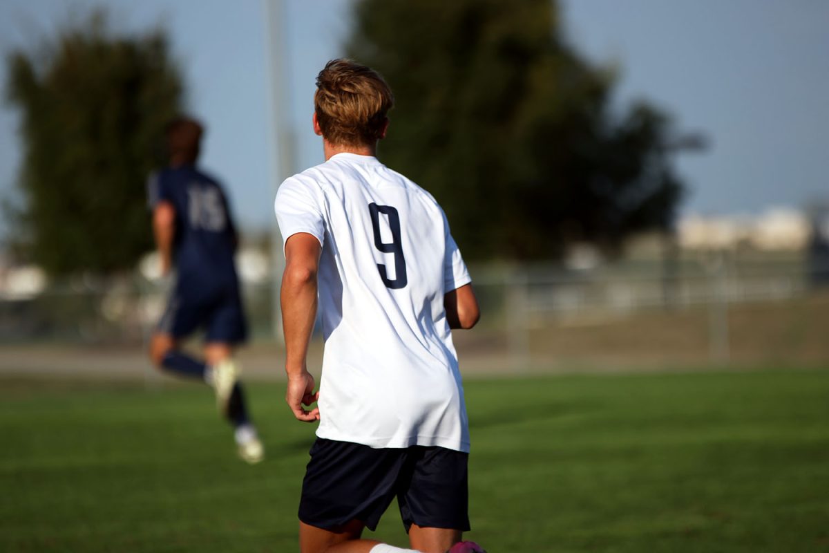 Sophomore Austin Brown runs to prepare for the next play. Tuesday Sept. 2.