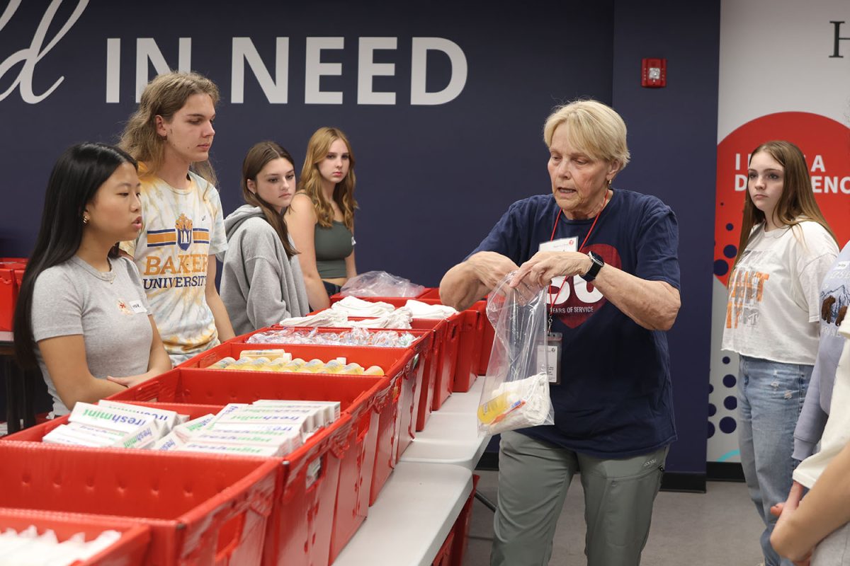 Listening to what the volunteer wanted them to do, students in Youth for Refugees made hygiene kits for Heart to Heart on Thursday, Sept. 18.