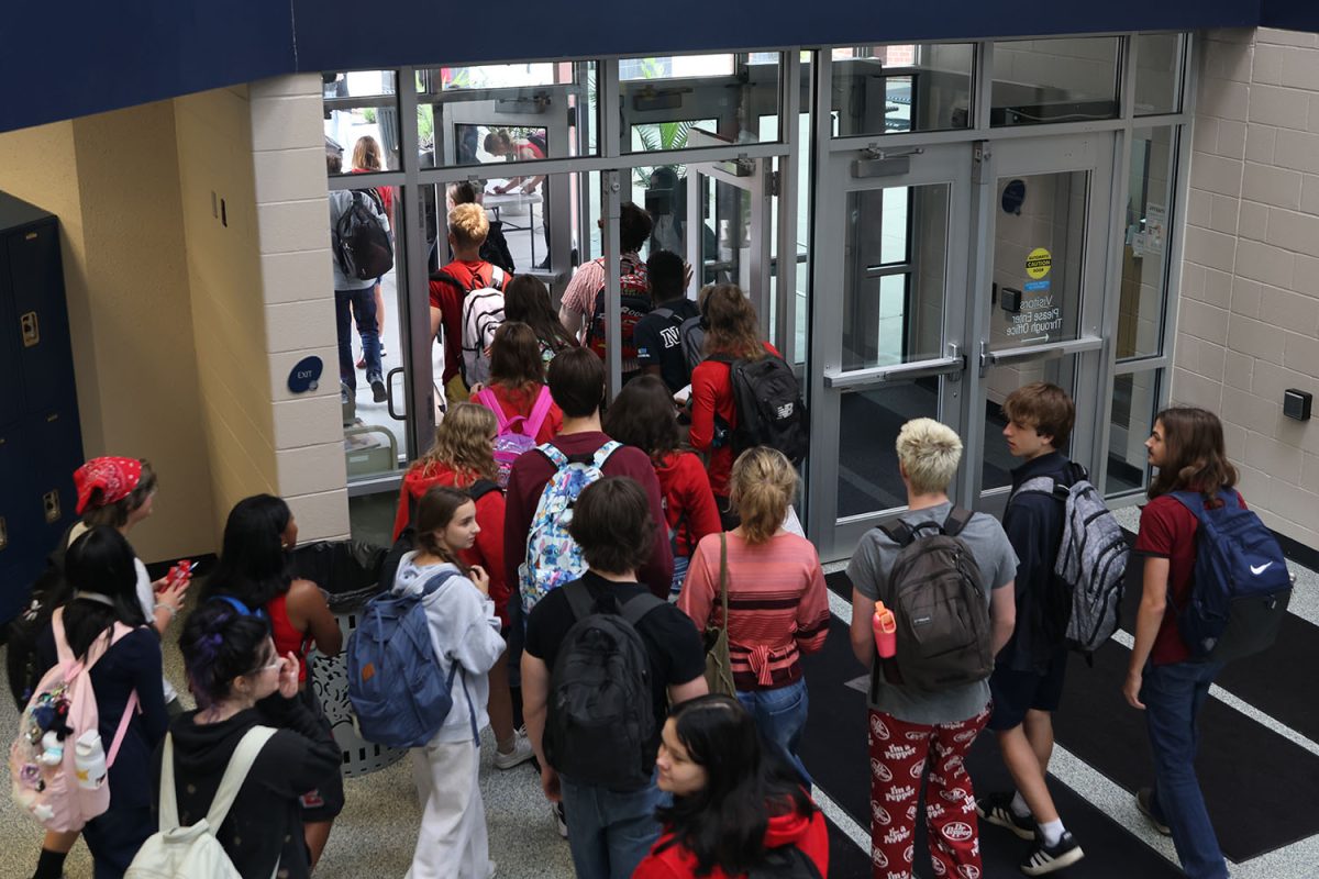 Participating in a nationwide protest, students walkout of school in the middle of the school day on Friday, Sep. 5.