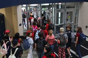 Participating in a nationwide protest, students walkout of school in the middle of the school day on Friday, Sep. 5.