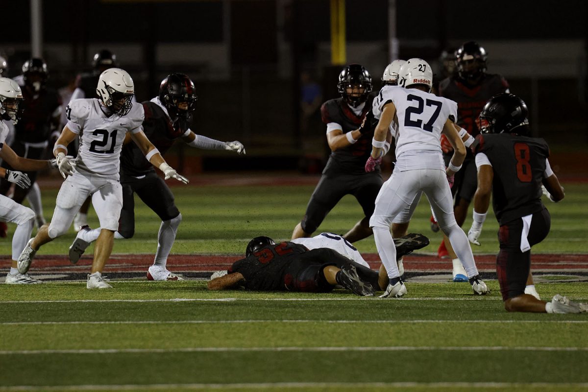 Mill Valley boys after running a play to gain a few yards.
