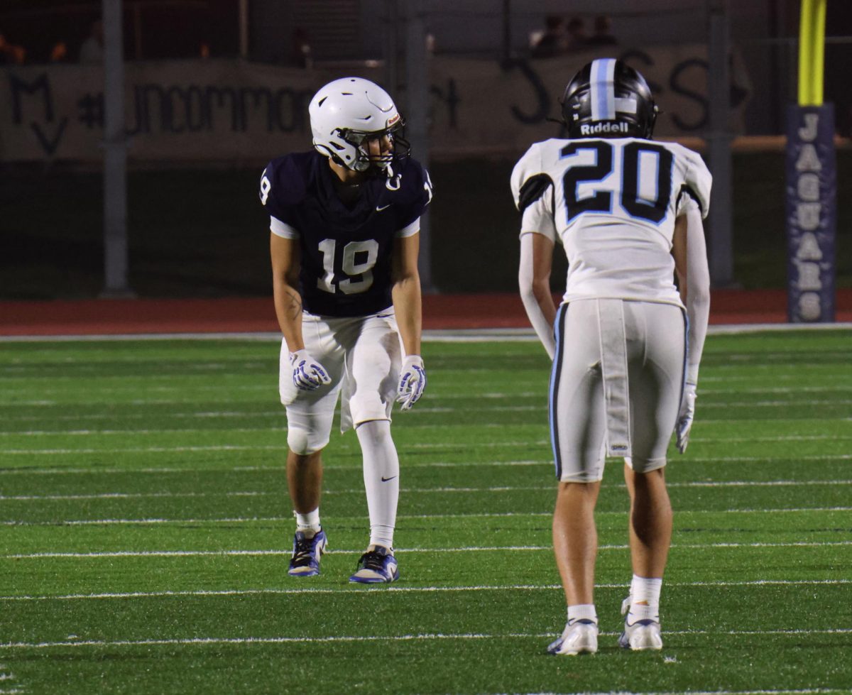 Junior Anthony Clem waits for the snap on offense to start the play.