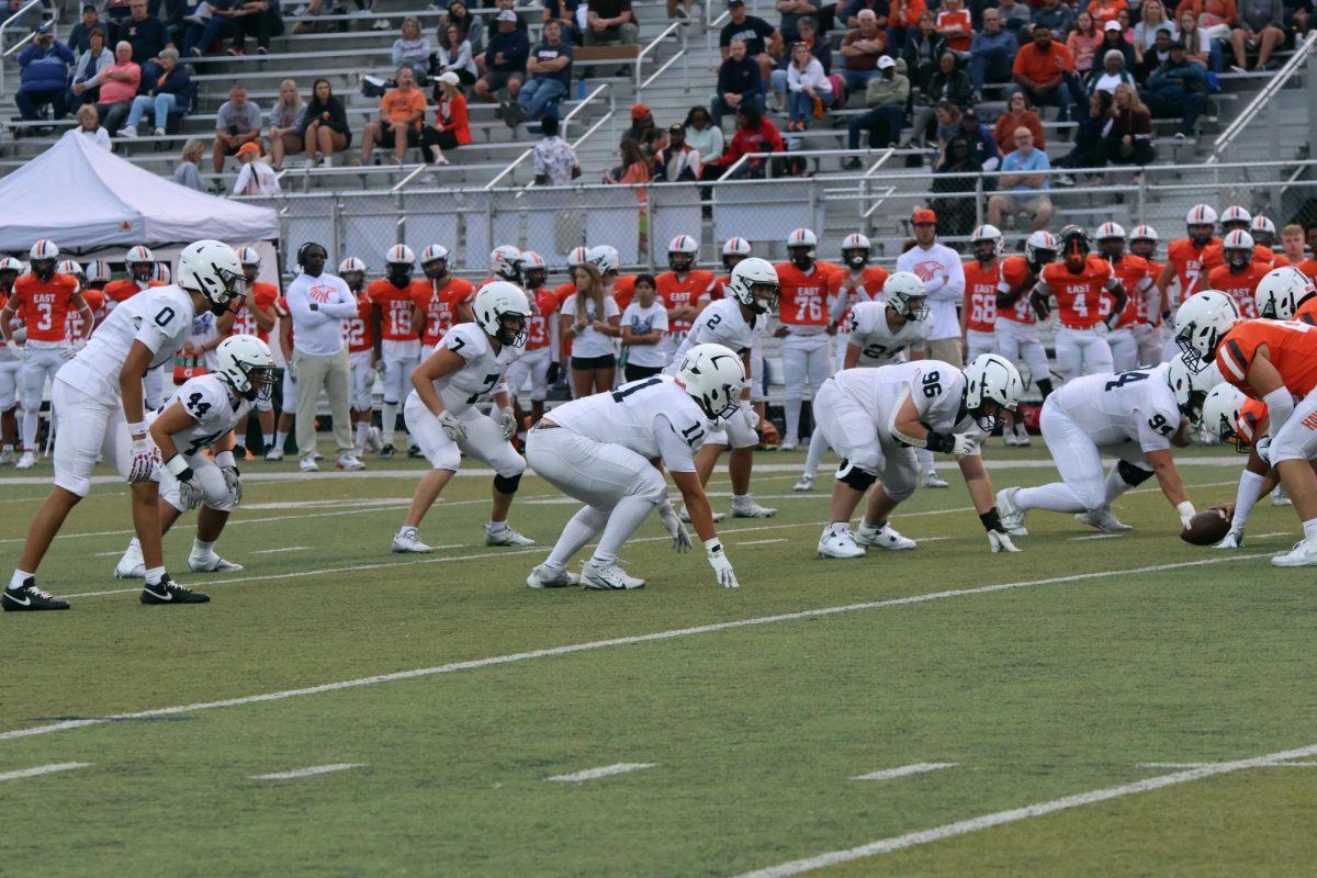 waiting for the play the offensive line prepares for the snap. 