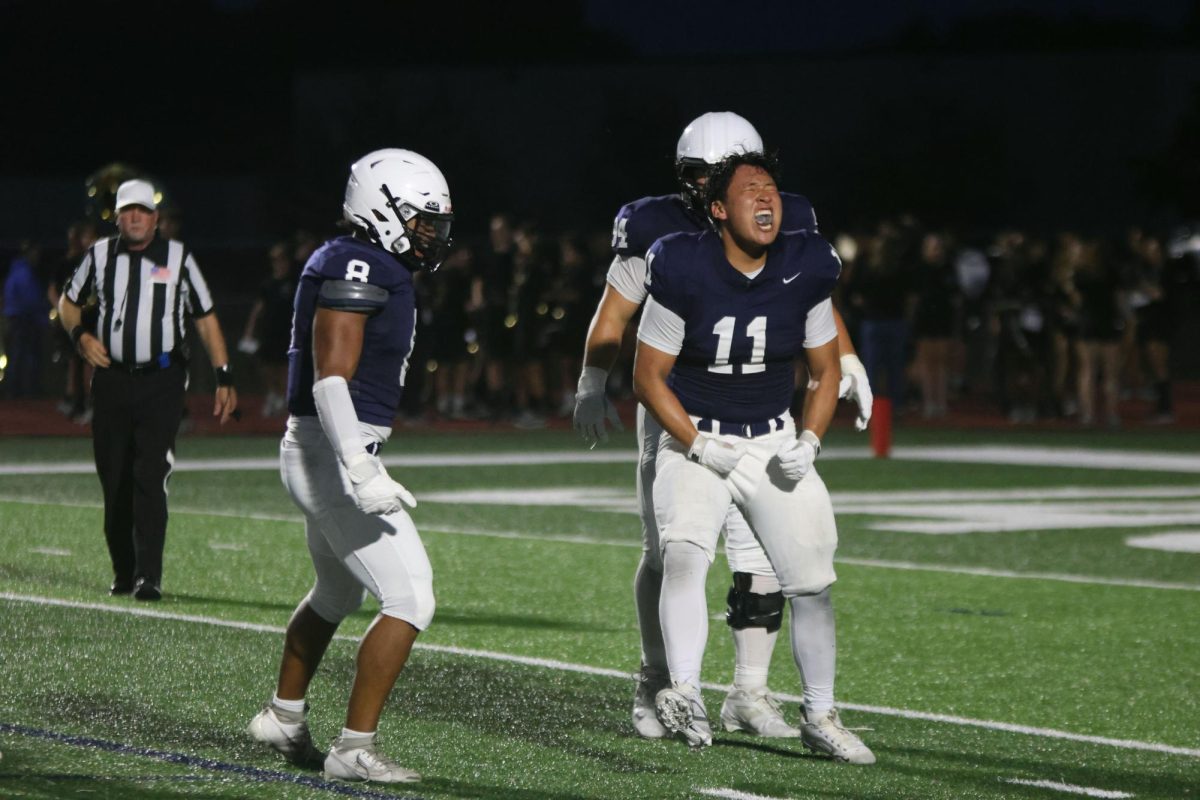 Junior Joshua Garcia celebrates after an incredible defensive play 