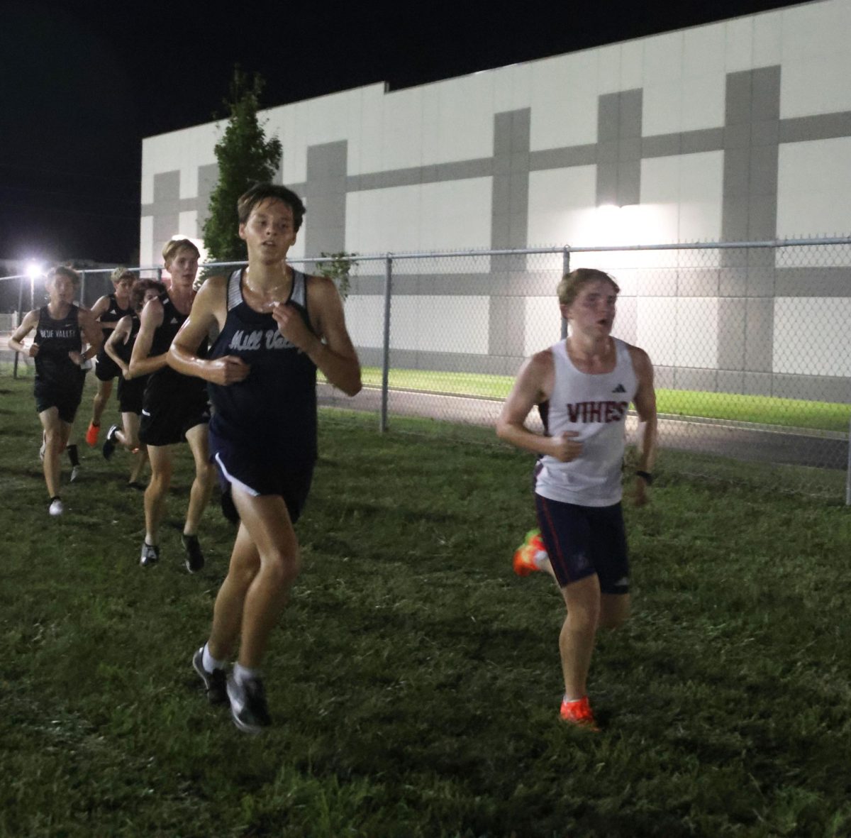 Freshman Ryan Bishop works to get ahead of his opponent. 