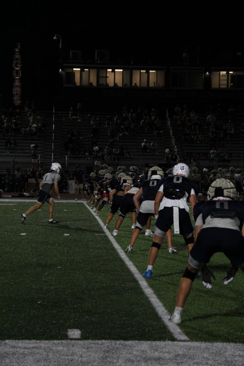 Thursday night lights, kickoff formation as the Jaguars prepare to take the field.