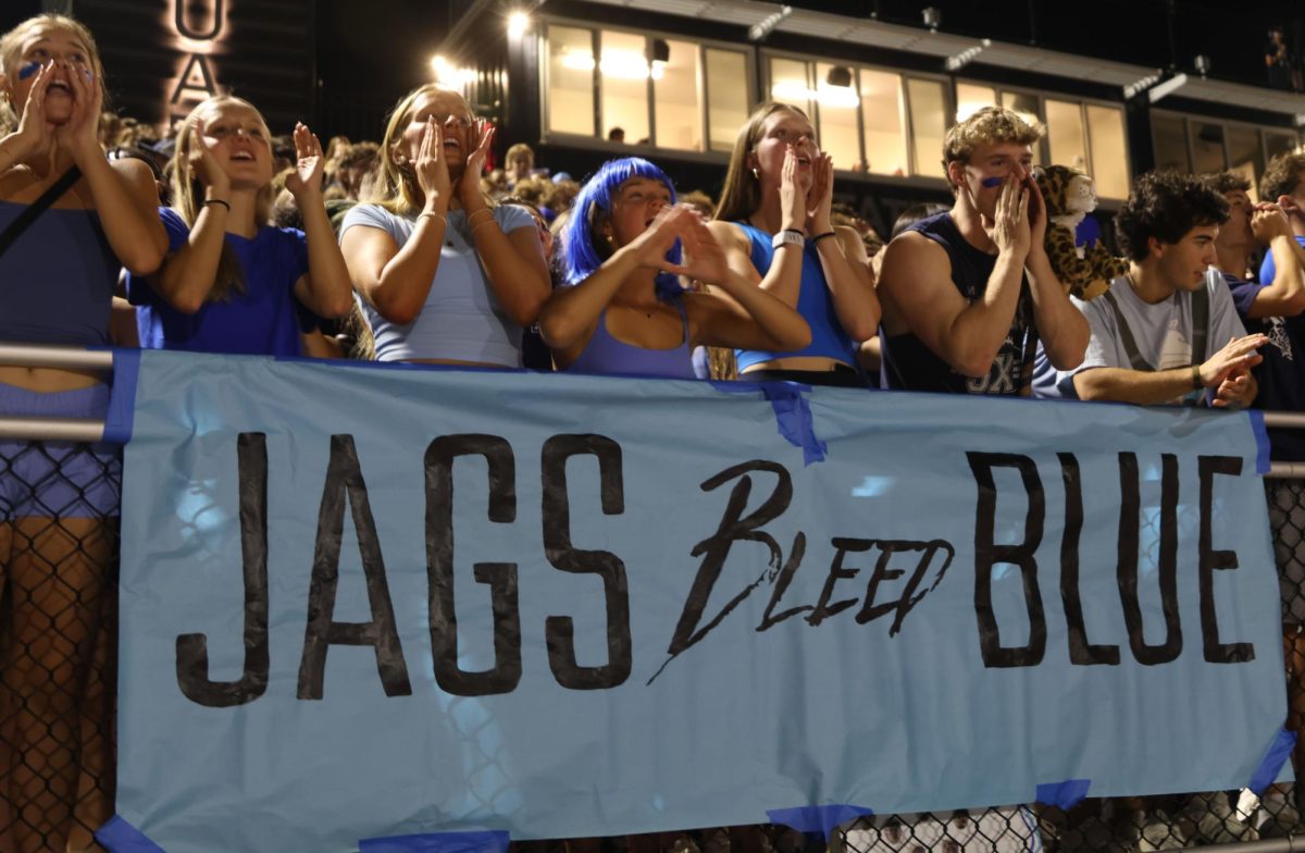 The student section erupts after a massive play by the jags. 
