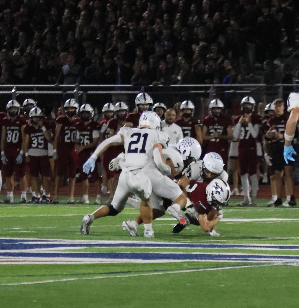Senior Landon Stockwell watches a play happen. 
