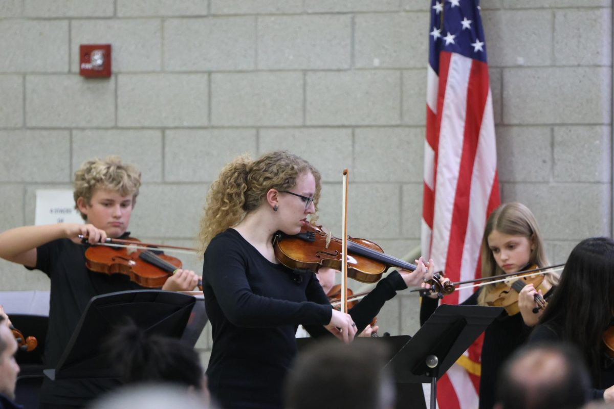 Senior Madison Davied plays “Waltz of the Flowers” at the first-ever district orchestra concert on Wednesday,  Nov. 19. 