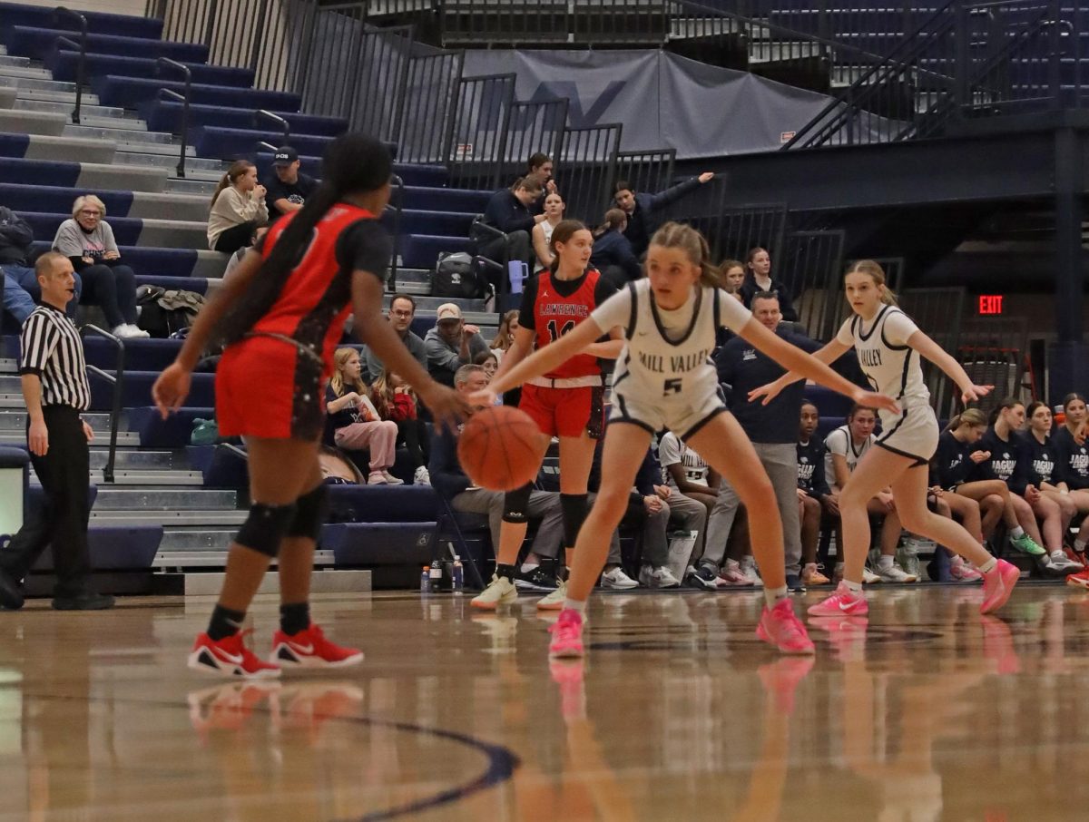 Sophomore Elin Diskin delays the offense.