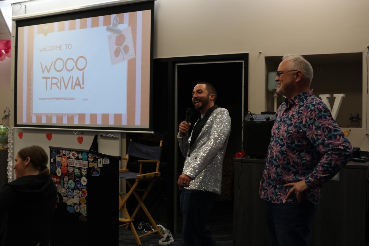 At the beginning of Winter Homecoming Trivia, science teachers Ryan Johnston and Chad Brown give an introduction to what the night has in store. 