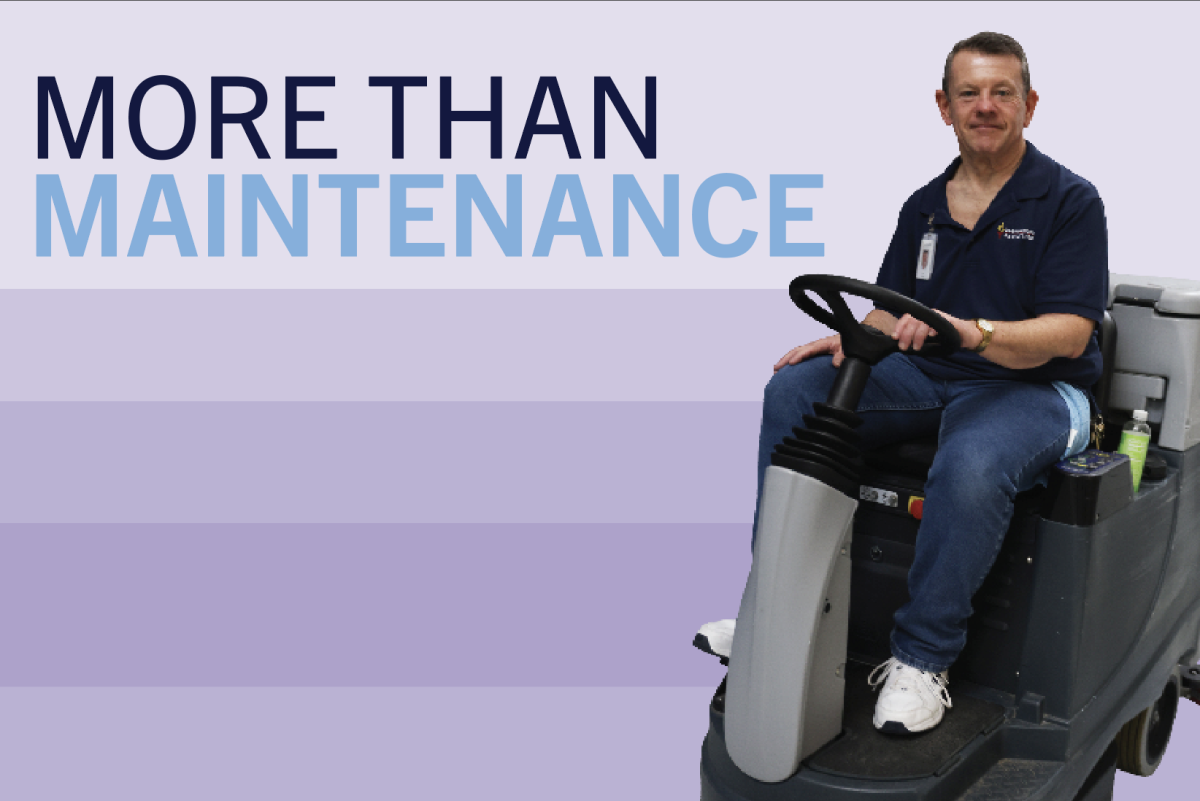Daytime janitor Brian Sullivan works alone in the morning to clean the school