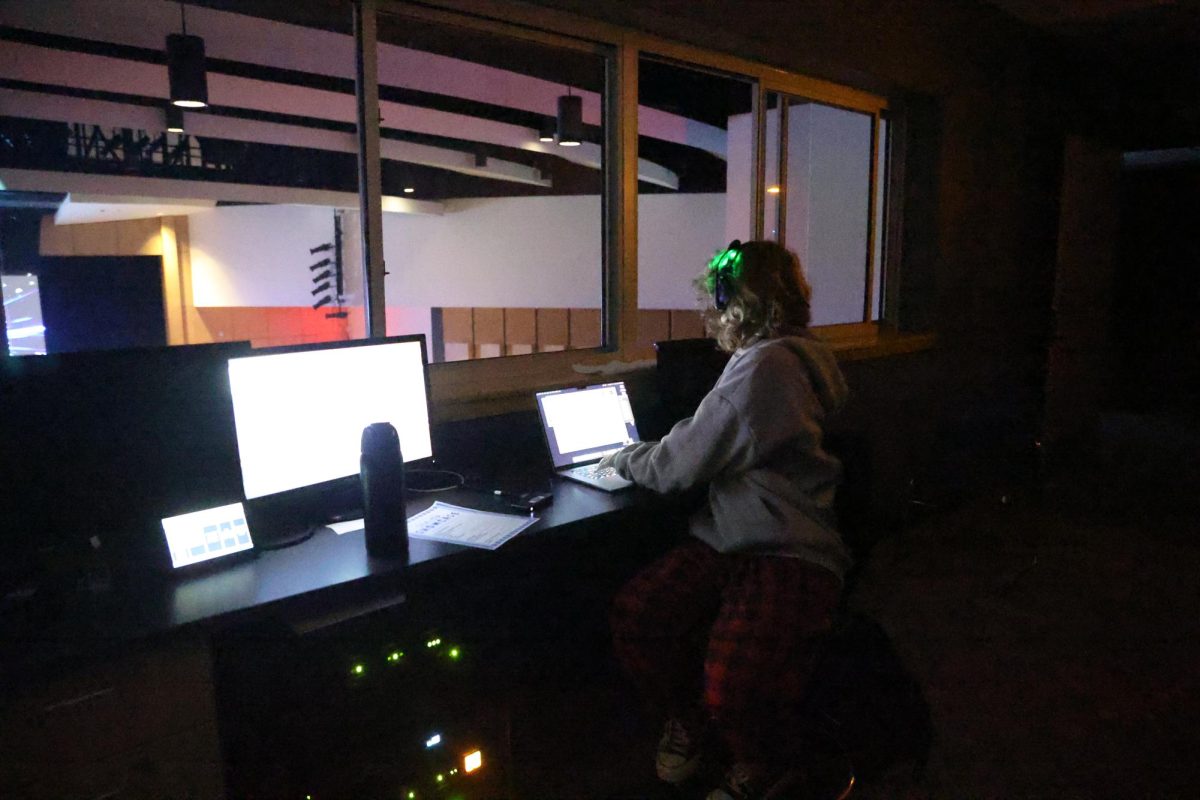 Sophomore Zoey Zagorsky plays the movies through her computer screen.