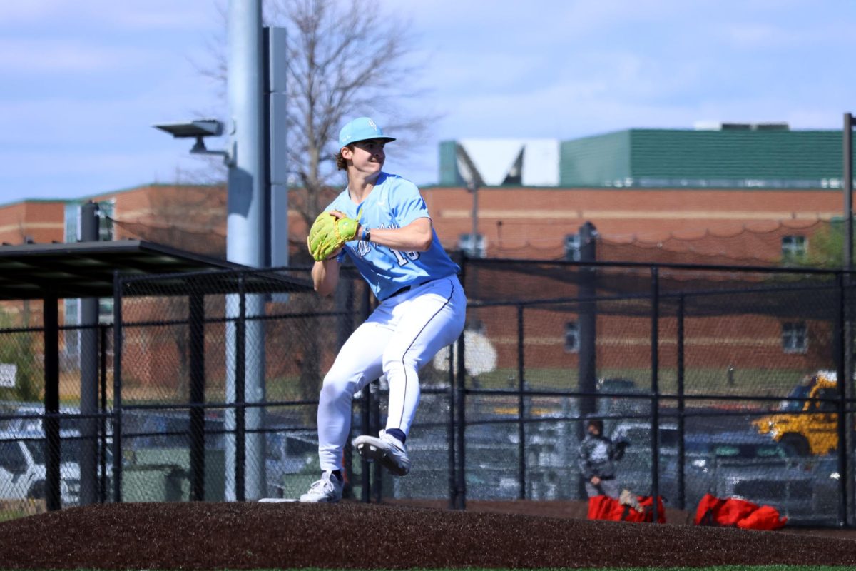 Senior Beau Peterson delivers a fastball for a strike. 