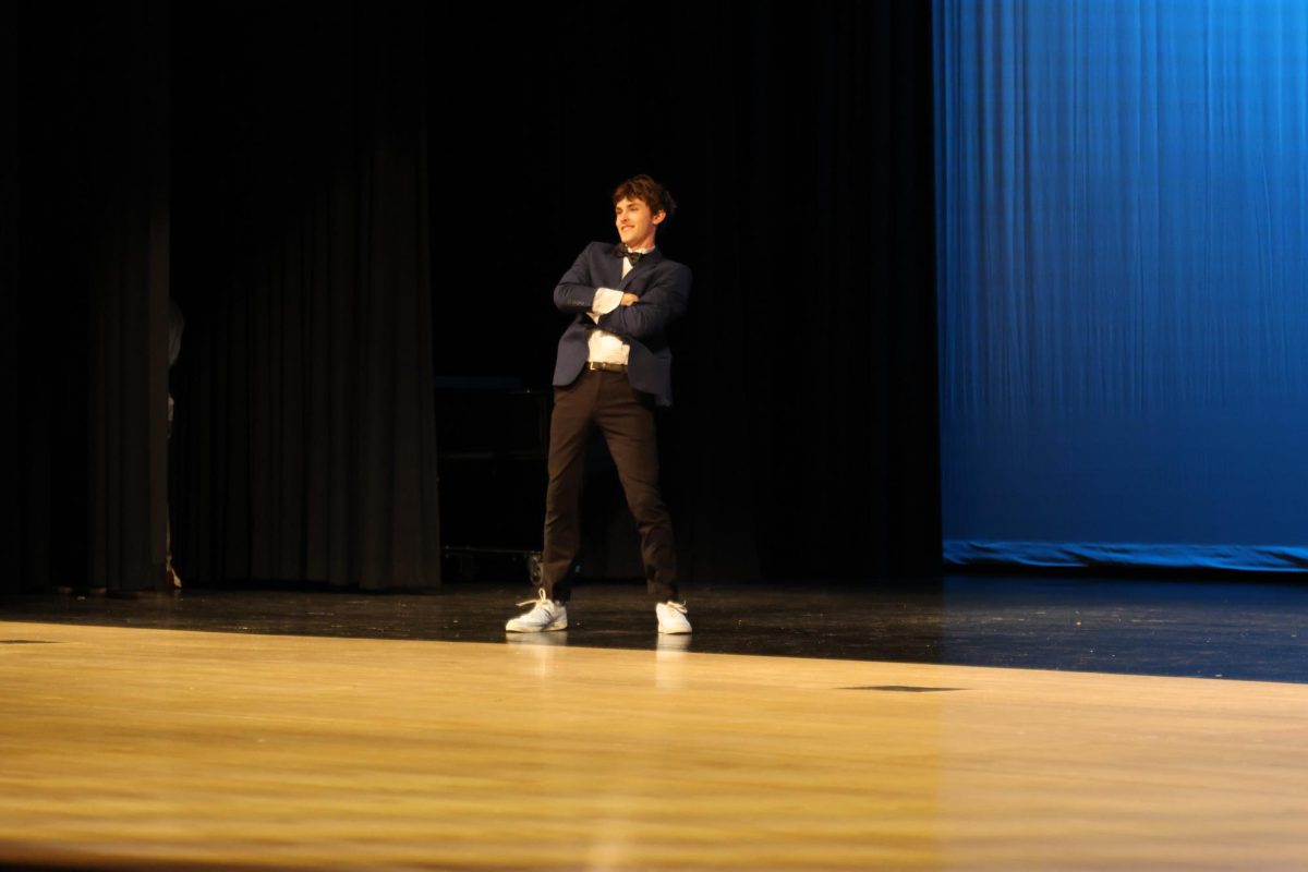 Senior Nate Petrowsky poses on his way to answer his question.
