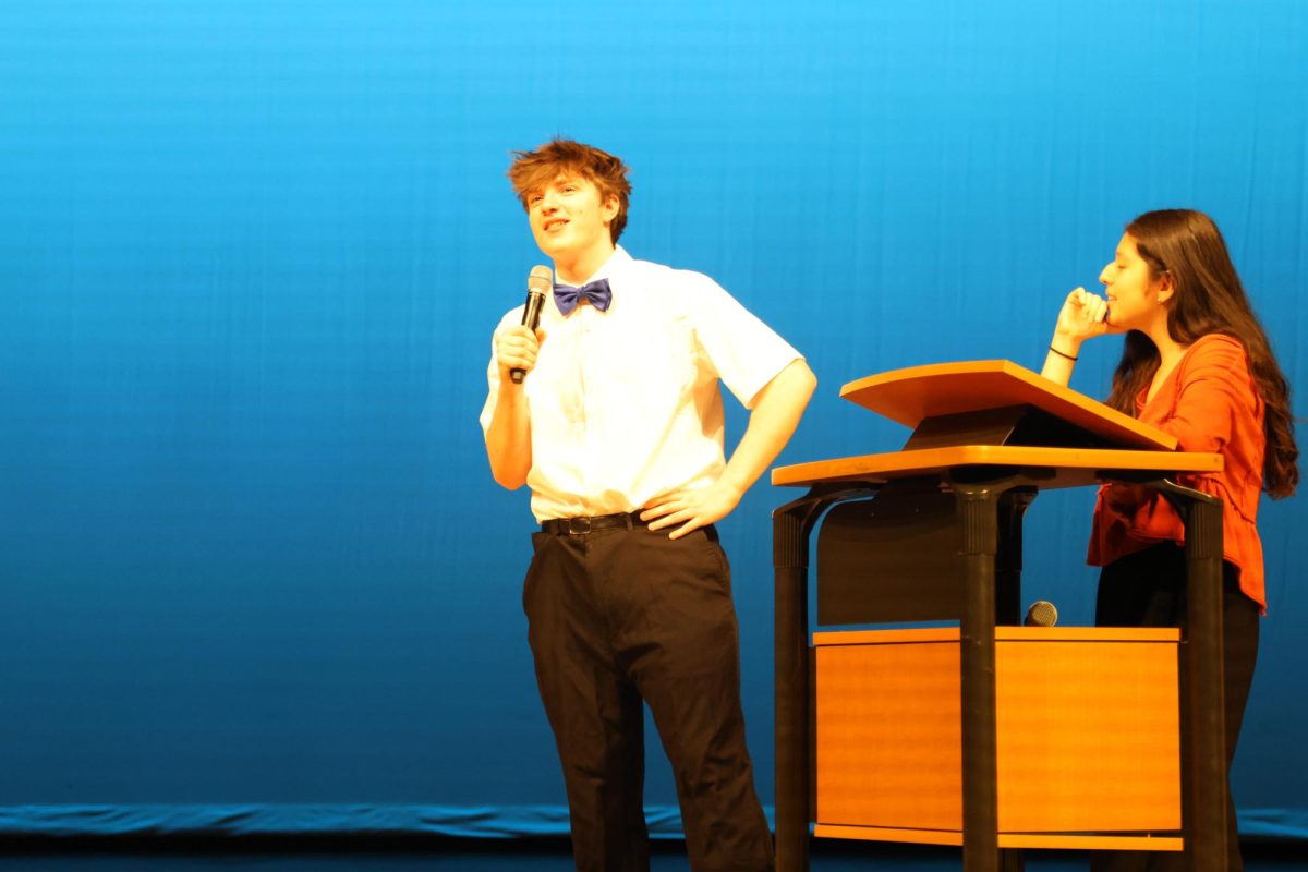 Sophomore Jack Musil responds to junior Natalia Castillejos-Ramirez’s question about  one manly feature he does not have.
